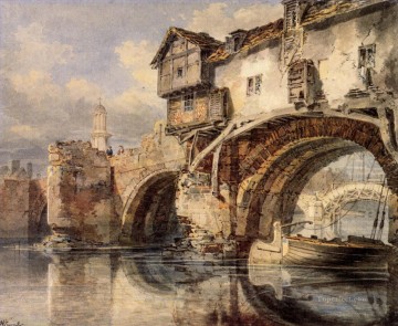 Puente de Gales en Shrewsbury Romantic Turner Pinturas al óleo